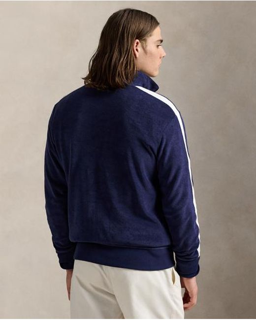 Polo Ralph Lauren Blue Embroidered Terry Track Jacket for men
