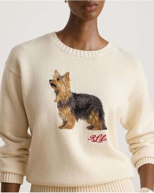 Ralph Lauren Natural Intarsia-Knit Yorkshire Terrier Jumper