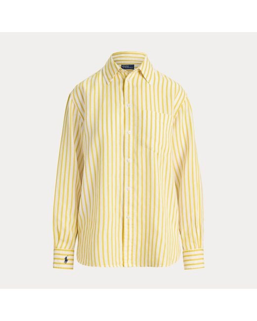 Polo Ralph Lauren Metallic Oversize Fit Striped Linen-Cotton Shirt