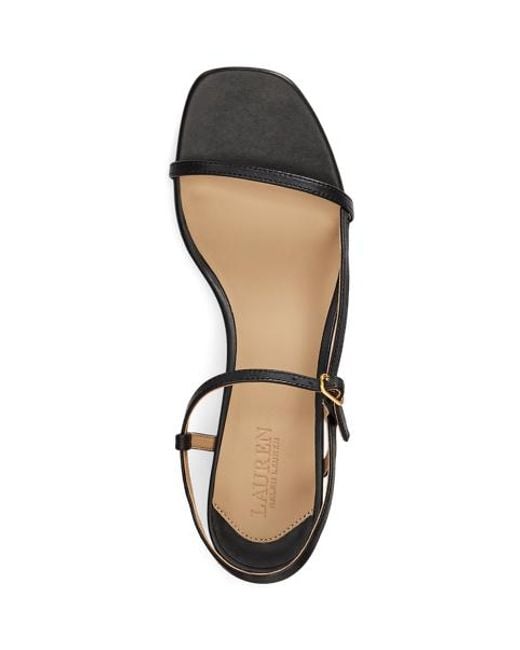 Ralph Lauren Black Lainee Mid-Heel Nappa Leather Sandal