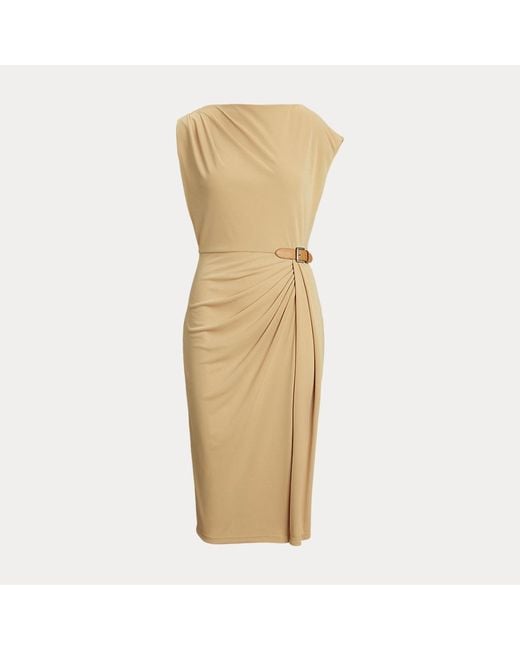 Ralph Lauren Natural Buckle-Trim Jersey Boatneck Dress