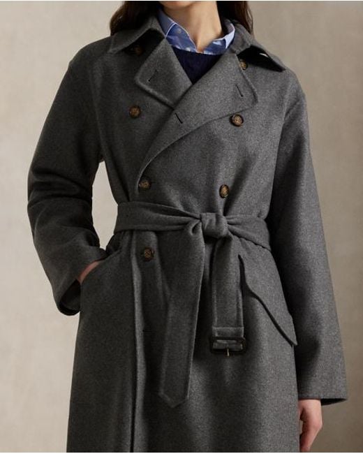 Ralph Lauren Double-Breasted Cashmere Trench Coat in Black Lyst UK