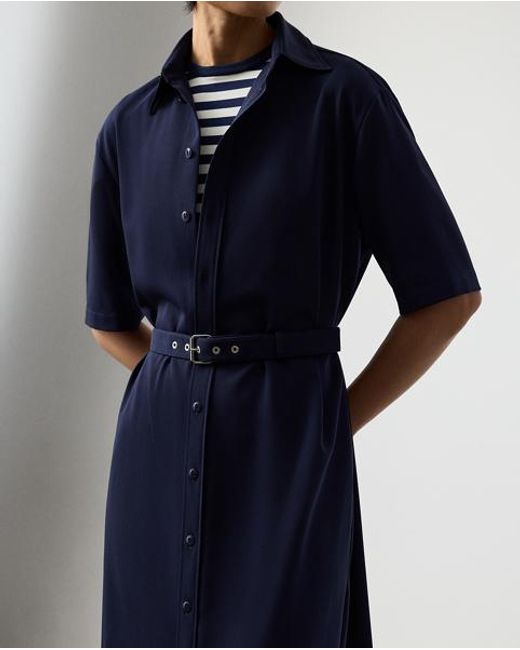 Ralph Lauren Blue Carol Wool Gabardine Day Dress
