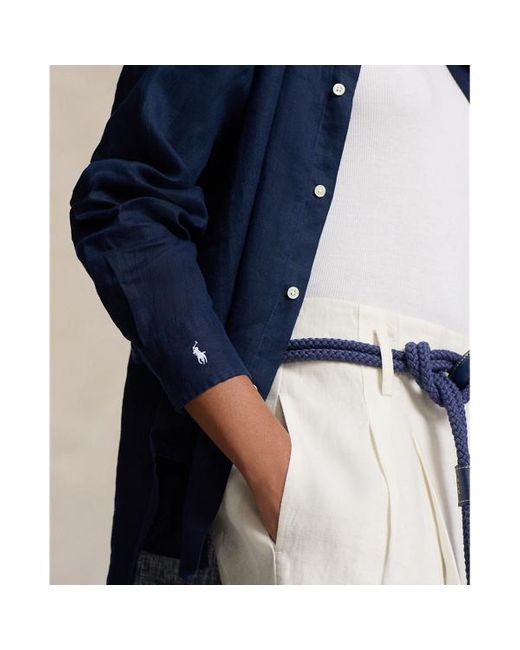 Polo Ralph Lauren Blue Oversize Fit Linen Shirt