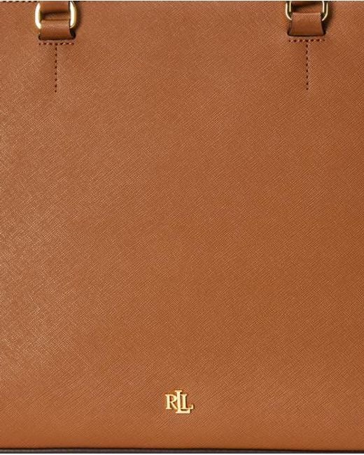 Ralph Lauren Black Large Crosshatch Leather Hanna Satchel