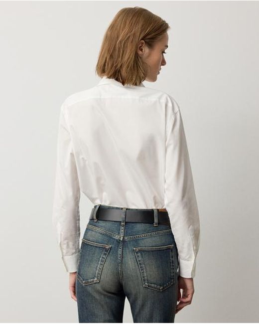 Ralph Lauren White Charmain Slim Fit Stretch Poplin Shirt