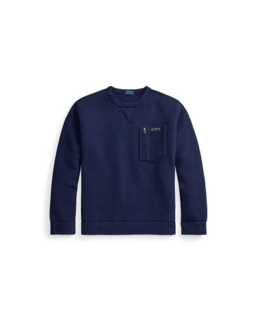 Polo Ralph Lauren Blue Relaxed Fit Pile Fleece Sweatshirt for men