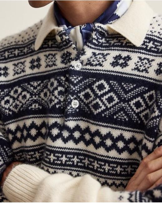 Ralph Lauren Black Patterned Cashmere Polo-Collar Jumper for men