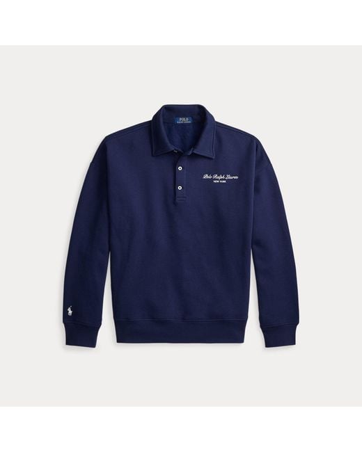 Polo Ralph Lauren Blue Relaxed Fit Logo Collared Sweatshirt for men