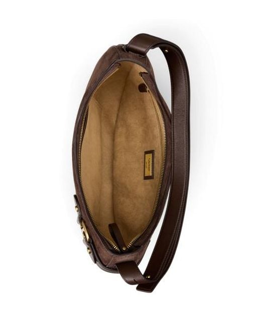 Ralph Lauren Brown Suede Large Tasha Shoulder Bag
