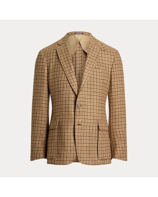 Ralph Lauren Natural Kent Hand-Tailored Checked Blazer for men