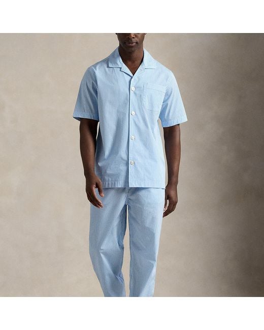 Polo Ralph Lauren Blue Striped Poplin Pyjama Shirt for men