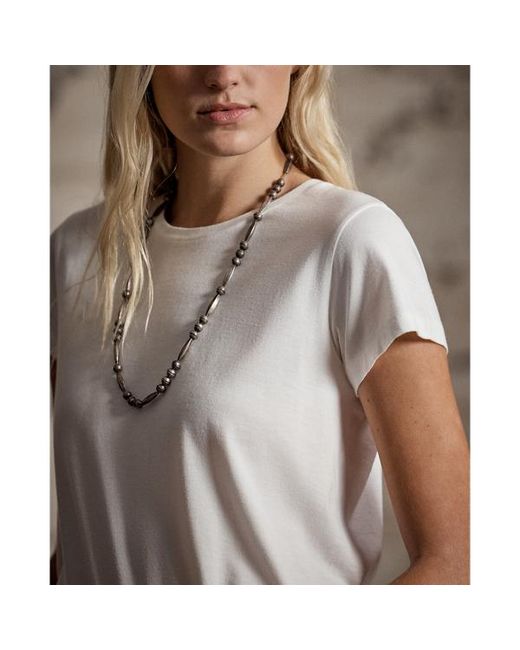 RRL White Cotton Jersey Crewneck T-shirt