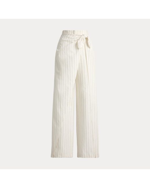 Ralph Lauren White Rennie Striped Washed Trousers