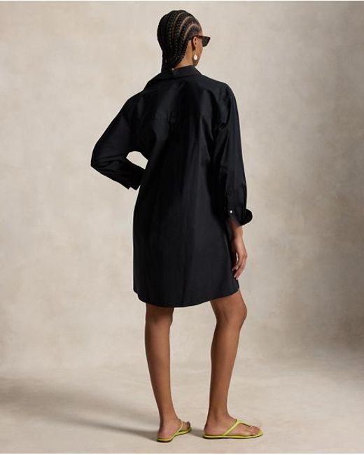 Polo Ralph Lauren Black Cotton Drawcord Shirtdress