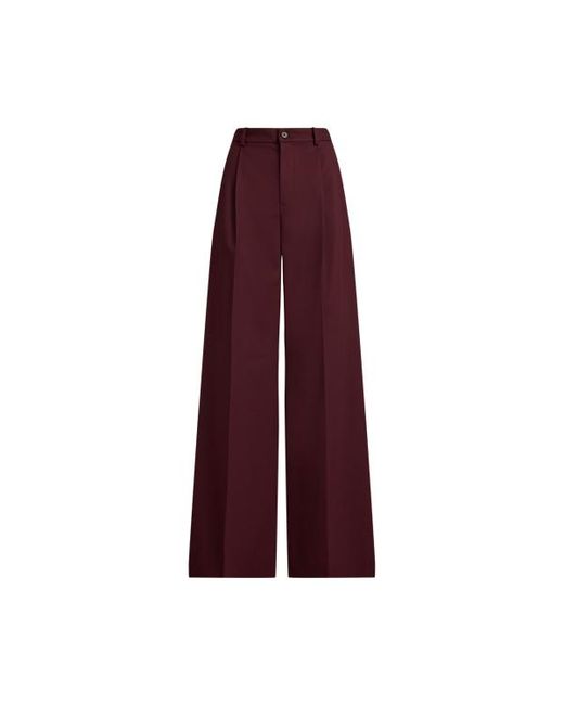 Ralph Lauren Red Wool-Blend Twill Wide-Leg Trousers
