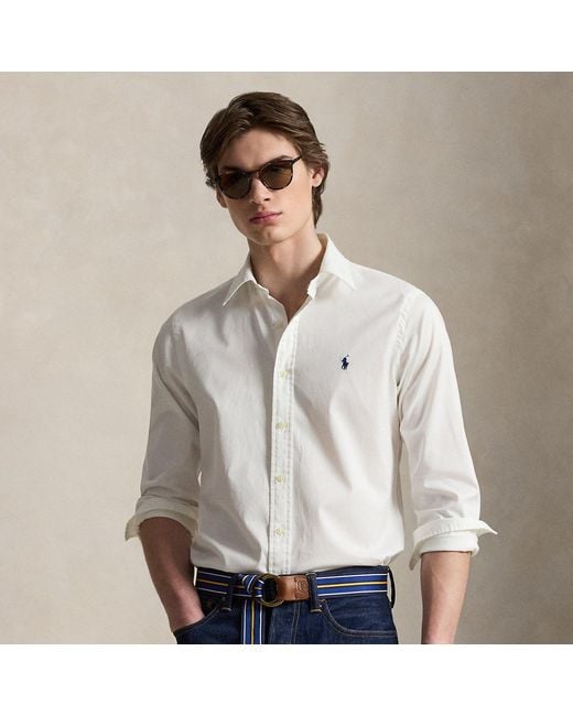 Polo Ralph Lauren White Custom Fit Featherweight Twill Shirt for men