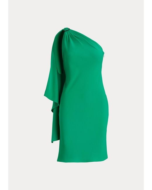 Ralph Lauren Green Georgette One-shoulder Cocktail Dress