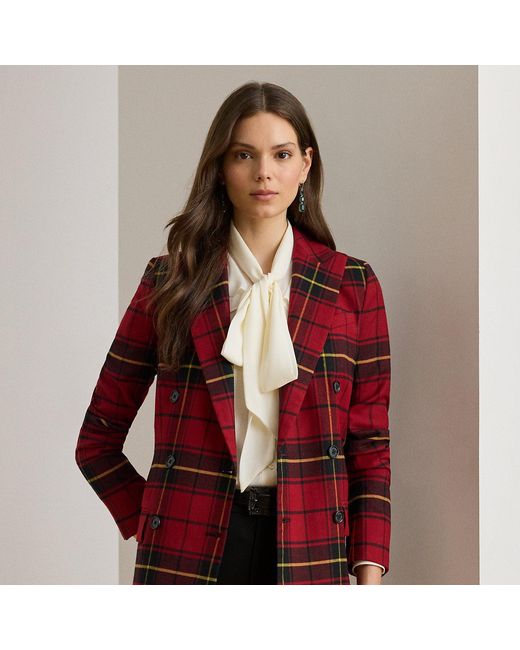 Ralph Lauren Red Ralph Lauren Plaid Double-Breasted Wool-Blend Blazer
