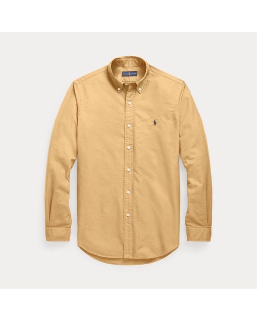 Polo Ralph Lauren Brown Slim Fit Garment-Dyed Oxford Shirt for men