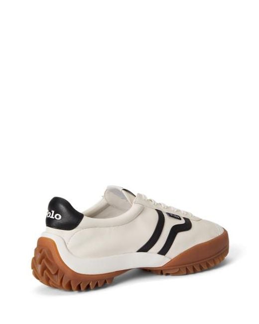 Polo Ralph Lauren White Treaded Leather Low-Top Trainer