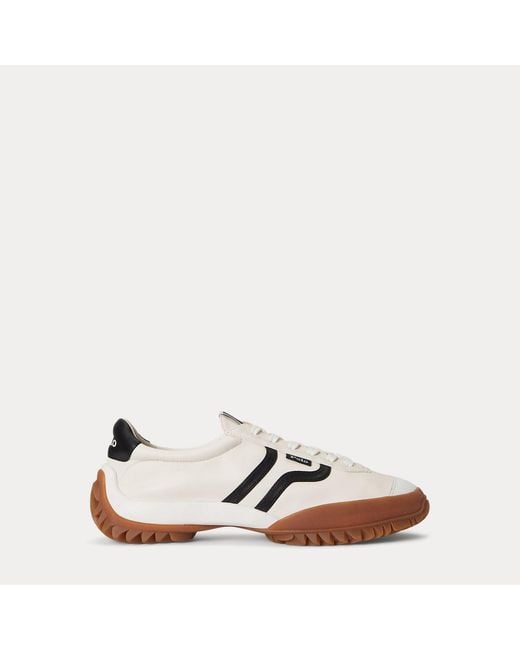 Polo Ralph Lauren White Treaded Leather Low-Top Trainer