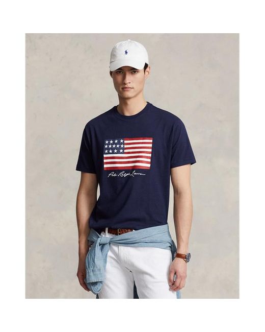 Polo Ralph Lauren Blue Classic Fit Flag Jersey T-shirt for men
