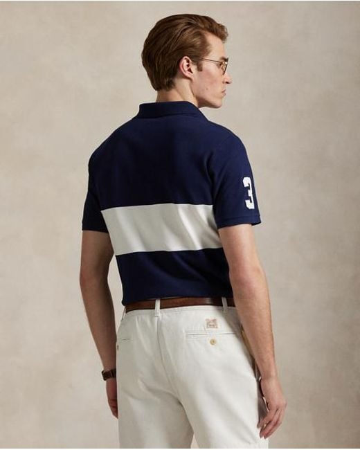 Polo Ralph Lauren Custom-Slim Piqué-Poloshirt Mit Big Pony in Blue für Herren