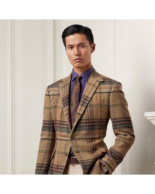 Ralph Lauren Purple Label Brown Ralph Lauren Kent Hand-tailored Plaid Jacket for men