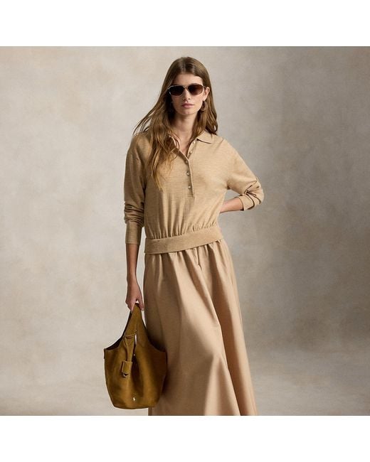 Polo Ralph Lauren Natural Hybrid Knit Polo-Bodice Dress