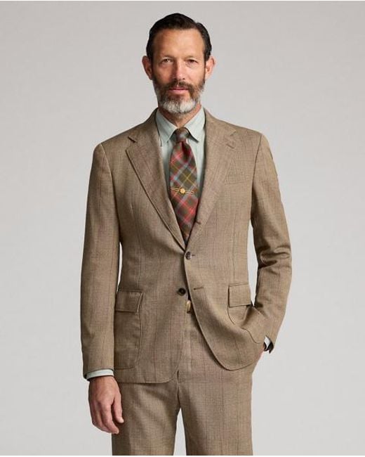 RRL Brown Glen Plaid Wool Suit Jacket for men