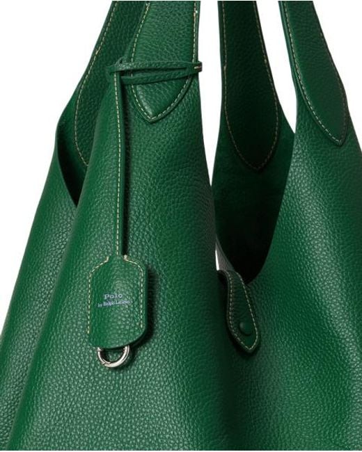 Polo Ralph Lauren Green Polo Play Leather Large Tote