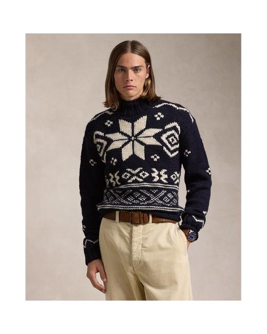 Polo Ralph Lauren Black Snowflake Wool Rollneck Jumper for men