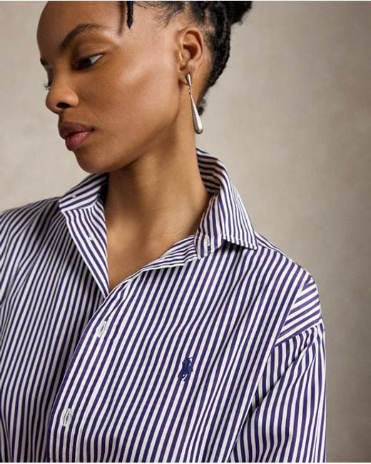 Polo Ralph Lauren Purple Relaxed Fit Striped Cotton Shirt