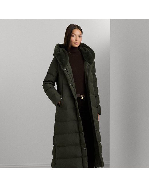 Ralph Lauren Black Faux-fur-trim Hooded Down Maxicoat