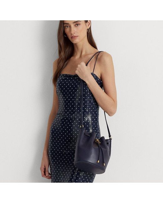 Lauren by Ralph Lauren Leather Medium Andie Drawstring Bag in Blue | Lyst