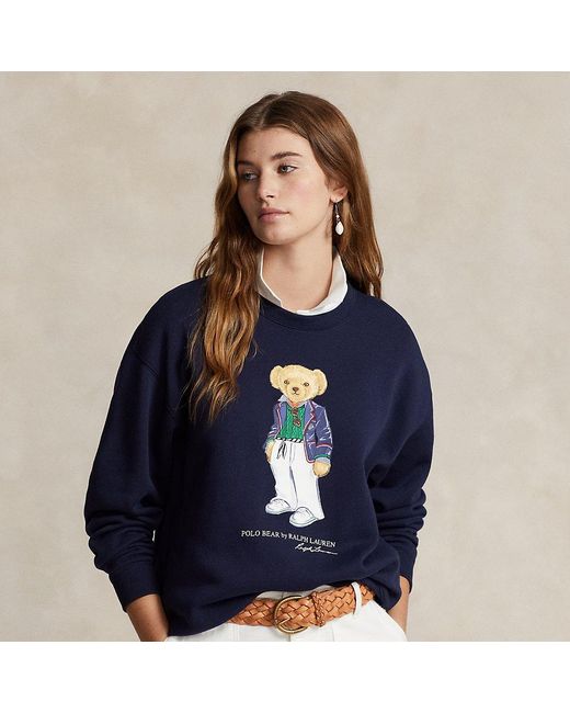 Polo Ralph Lauren Blue Fleece-Sweatshirt mit Polo Bear