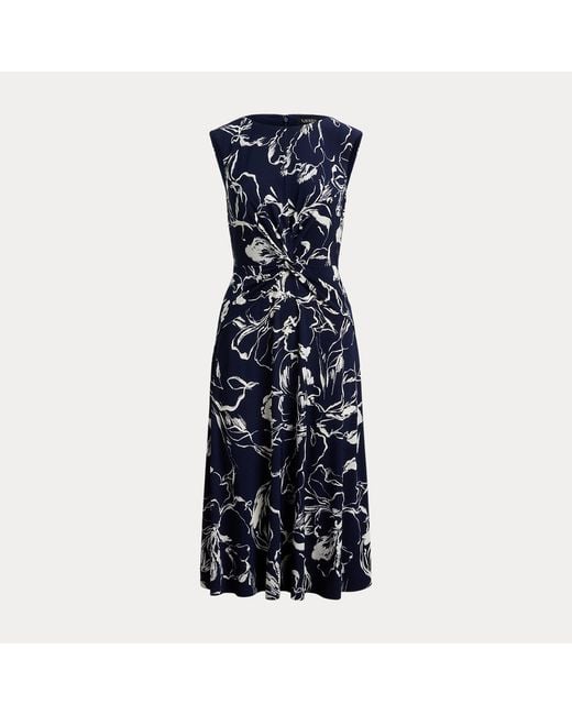 Ralph Lauren Blue Floral Twist-Front Jersey Dress