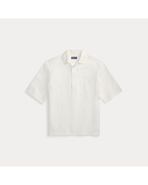 Ralph Lauren White Relaxed Fit Linen Popover Shirt for men