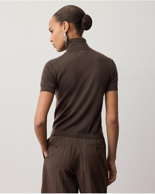 Ralph Lauren Brown Cashmere Short-Sleeve Roll Neck Jumper