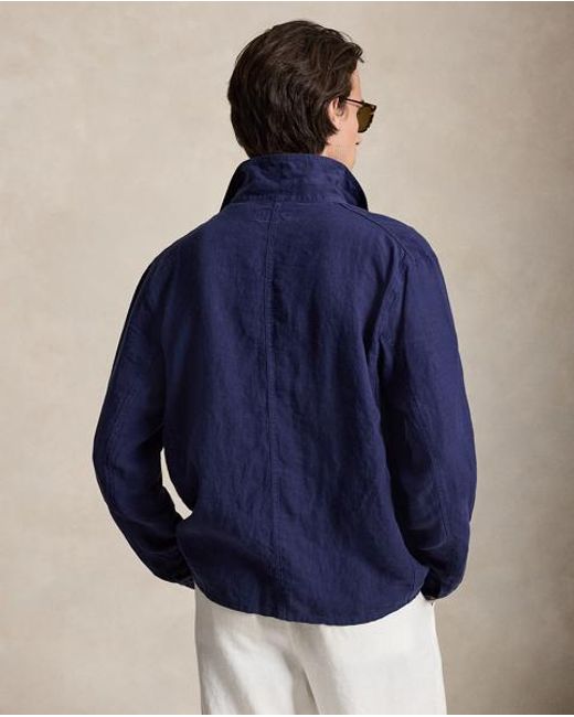 Polo Ralph Lauren Blue Linen Utility Jacket for men