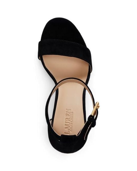 Ralph Lauren Black Plateausandale Sylvia Aus Wildleder