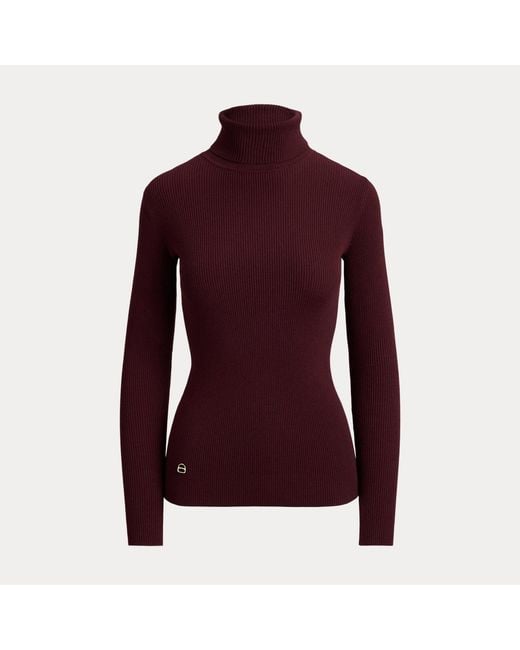 Ralph Lauren Red Cotton-Blend Ribbed Rollneck