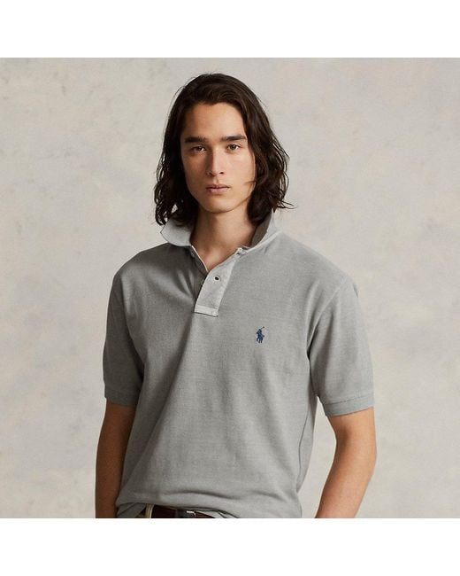 Ralph Lauren Gray Original Fit Mesh Polo Shirt for men