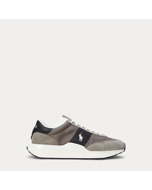 Ralph Lauren Gray Train 89 Suede And Oxford Trainer for men