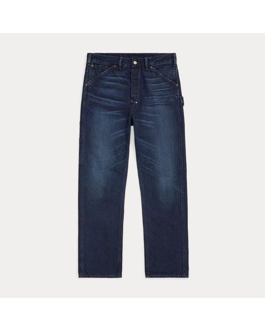 RRL Engineer Fit Canvas Timmermansbroek in het Blue voor heren