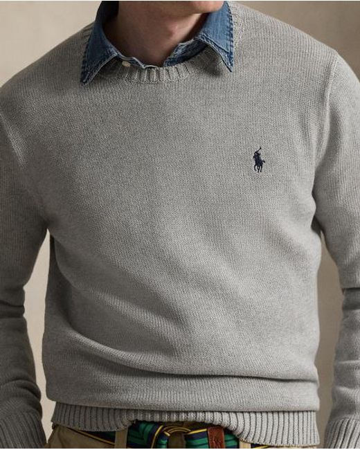Polo Ralph Lauren Gray Cotton Crewneck Jumper for men
