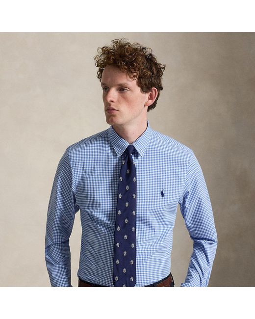 Polo Ralph Lauren Blue Slim Fit Check Stretch Poplin Shirt for men