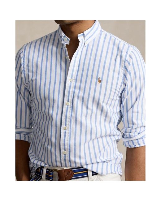 Camisa oxford con rayas Slim Fit Polo Ralph Lauren de hombre de color Blue