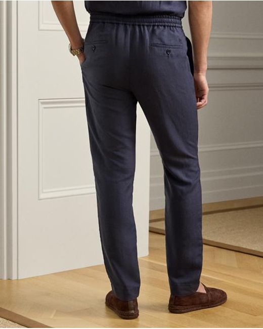 Ralph Lauren Handgemaakte Zijde-Linnen Broek in het Blue voor heren